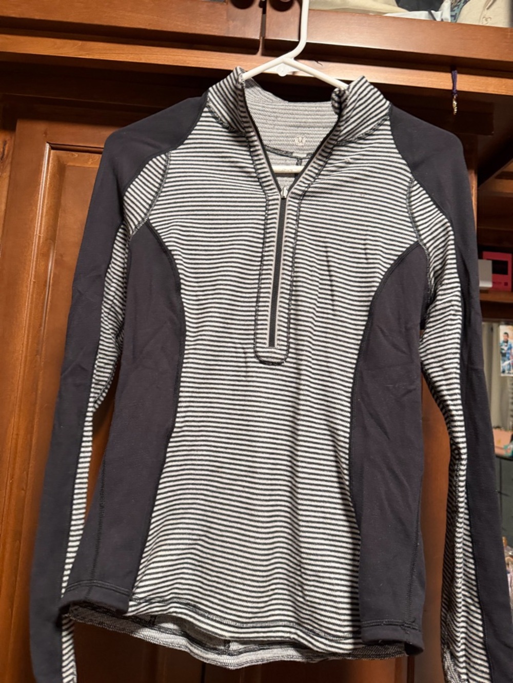 lululemon athletica Black & White Striped Half-Zip Turtleneck